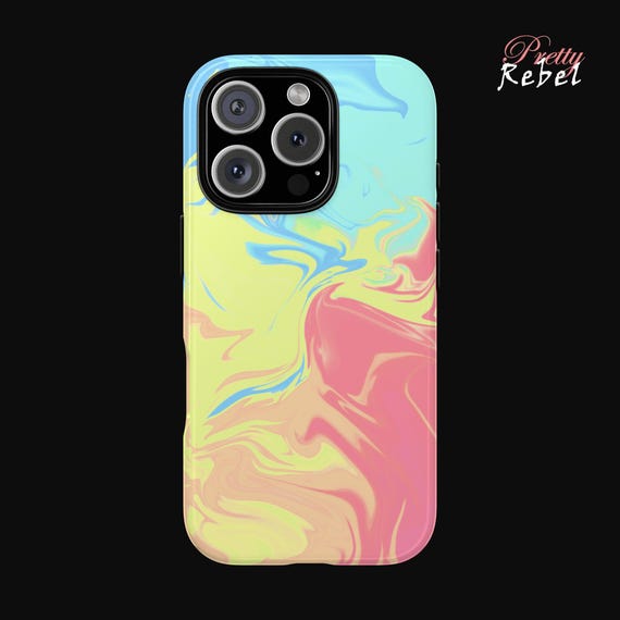 Colorful phone case for iPhone, Galaxy, Pixel. Vibrant aesthetic phone cover with creative bold design, bright tones, and modern style.