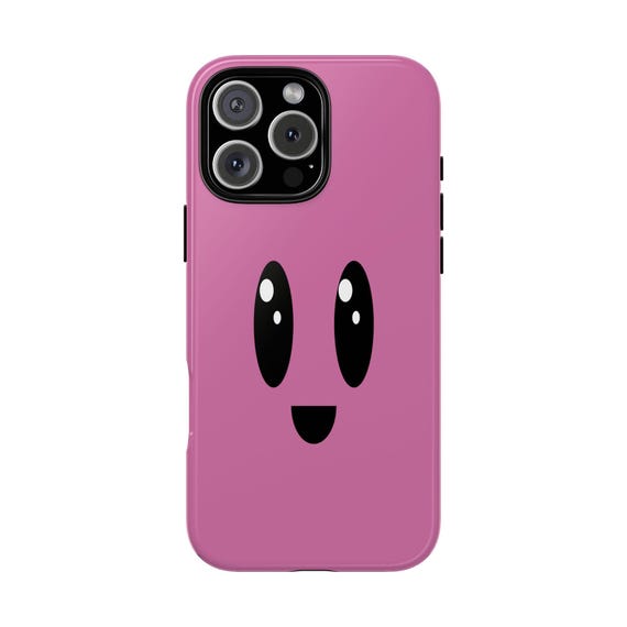 Kawaii Pink Phone Case for iPhone, Pixel, Samsung with Cute Eyes Design. MagSafe-Compatible iPhone Cases Available. Tech Accessory for Her