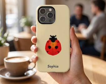 Custom iPhone, Samsung Galaxy, Pixel Phone Cases. Ladybug with Retro vibe, vintage nostalgia. Personalized gift for her