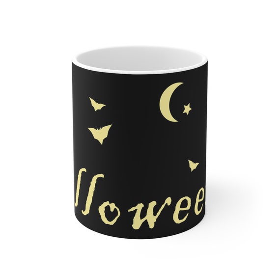 White Ceramic Mug 11oz, Halloween mug