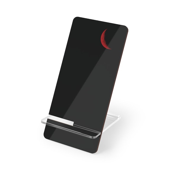 Red Moon Phone Stand - Portable Cell Phone Holder for Office, Bedroom, Desk - Tech Accessories - Christmas Gift - Moonlight