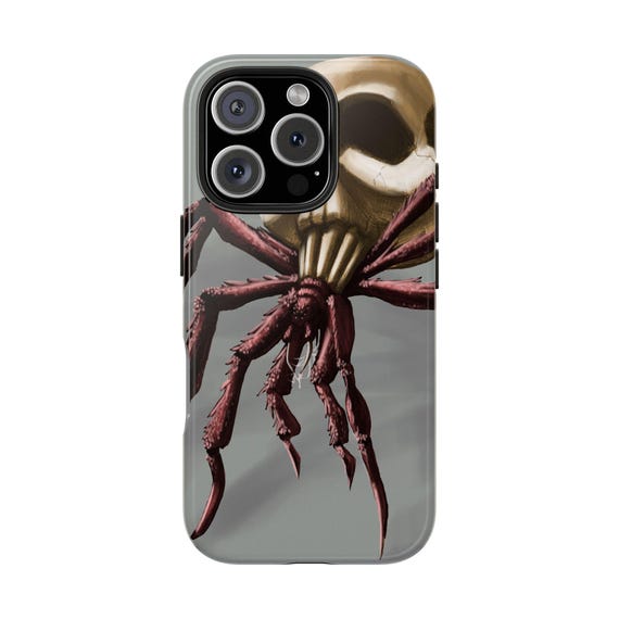iPhone Case - Spider in a Skull Tech Accessory - Alternative Punk Rock Style Accessory - Grunge Goth Phone Cover
