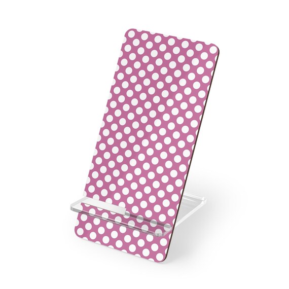 Phone Stand - Pink and white polka dots - Portable Cell Phone Holder - Tech Accessories