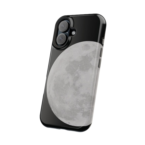 iPhone Case for iPhone 16, 16 Pro, 16 Plus, 16 Pro Max, 15, 14, 13 - Magsafe Compatible - Full Moon, Lunar, Moonlit Design - Magnetic Cover