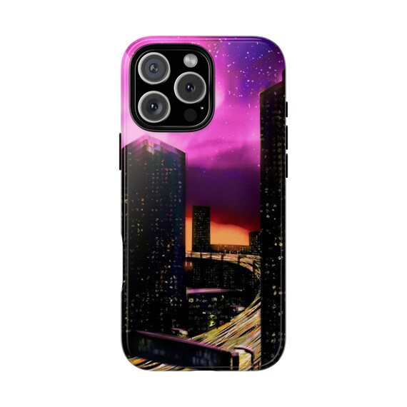iPhone, Samsung Galaxy or Google Pixel Cityscape Phone Case - Wireless Charging Compatible