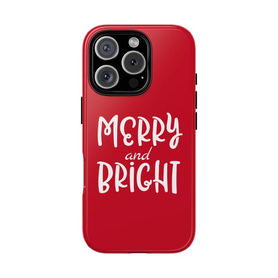 iPhone, Galaxy or Pixel Merry and Bright Phone Case - Red and White Phone Cover