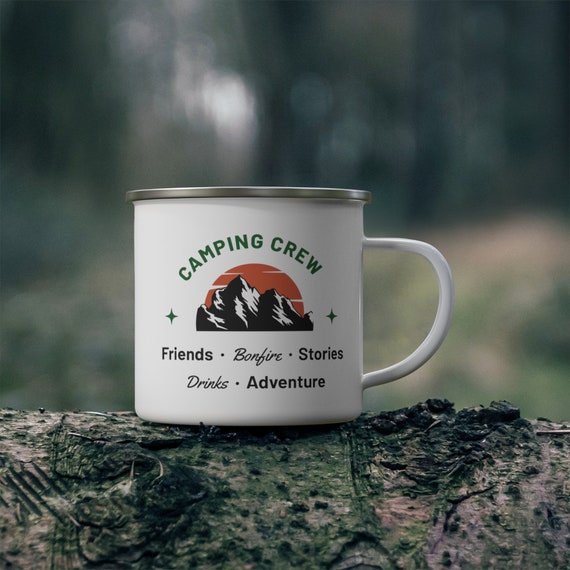 Enamel Camping Mug - Cozy Campfire Coffee Cups for Family Adventures and Van life - Unique Vintage Coffee Lover Gift