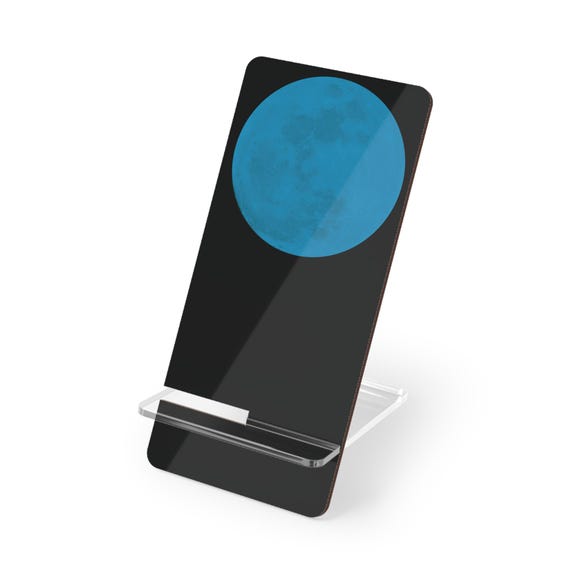 Blue Moon Phone Stand for Office, Bedroom, Desk - Tech Accessories - Christmas Gift - Moonlight, Night Sky, Astronomy, Mystical Design
