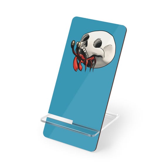 Turquoise Phone Stand | Skull-Dwelling Hermit Crab Phone Holder for Office or Bedroom | Alternative Tech Accessories for Edgy Bold Style
