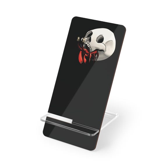 Black Phone Stand, Skull-Dwelling Hermit Crab Phone Holder for Office or Bedroom | Alternative Tech Accessories with an Edgy Bold Style