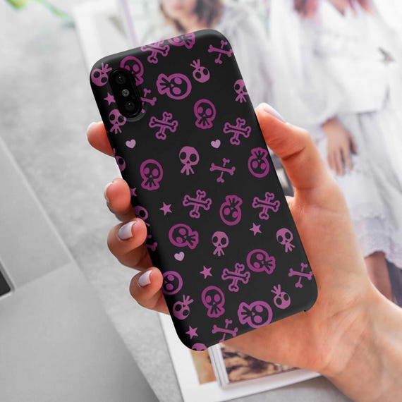 Google Pixel 9-2, iPhone and Samsung Galaxy Cases - Skulls, Crossbones, Hearts and Stars Phone Case - Alternative Rebel Aesthetics