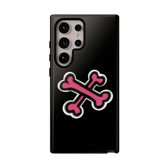 Samsung Galaxy, iPhone & Google Pixel Black Phone Case - Crossbones Sticker Design, Alternative Rebel Style