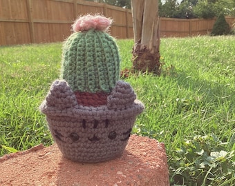 Crochet Pusheen Cat Cactus, Handmade Desk Pet