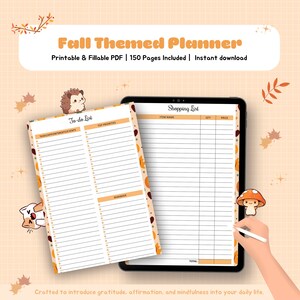 Planificador imprimible de otoño 2023, Planificador diario y mensual, Gratitud, Afirmaciones, Lista de tareas pendientes, Planificador temático de otoño, descarga instantánea, carta