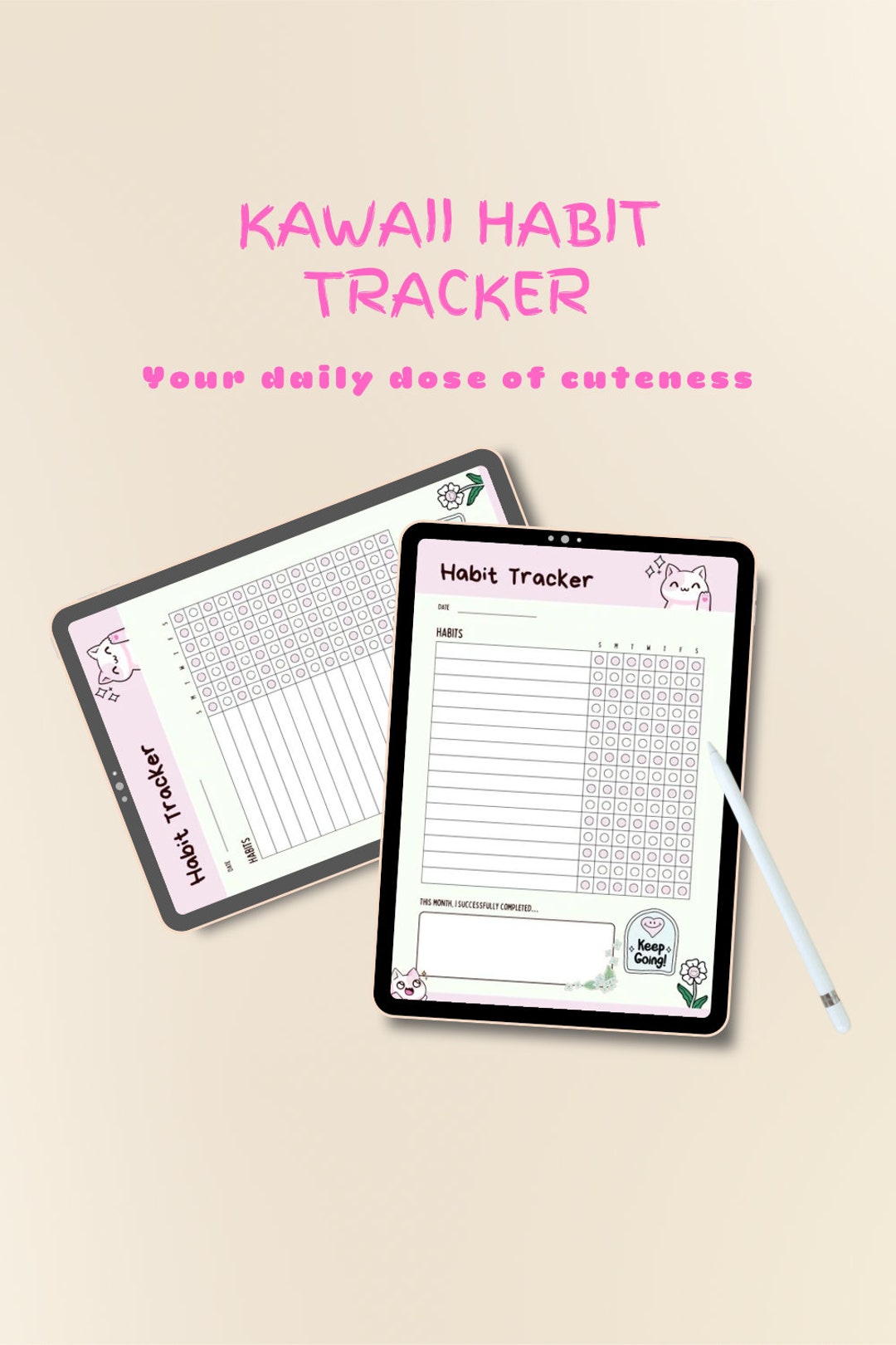 Kawaii Habit Tracker Digital Download Cute Printable Planner Insert ...