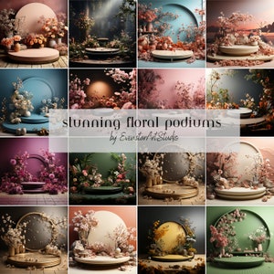 Stunning Floral Podium Digital Backdrops, Maternity Backdrop Overlays, Studio Backdrop Overlays, Fine Art Textures, Photoshop Overlays