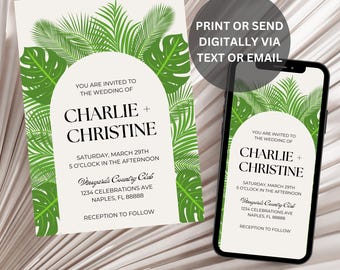Wedding Invitation | Tropical Wedding Invitation | Tropical Wedding Invitations Download | Invitation Template | Invitation Card