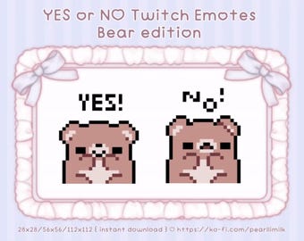 TAK lub NIE Emotki Twitch (edycja Bear + alternatywny kolor: różowy DOSTĘPNY)