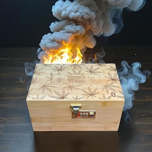 Custom Stash Box with Lock – Personalized Wooden Herb Box for Him, Gifts for Smokers, Keepsake or Rolling Storage