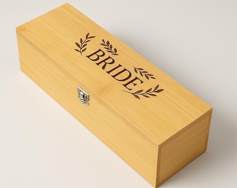 Gegraveerde bamboe wijngeschenkdoos - aandenken bruid