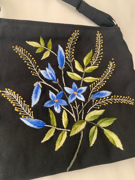 Stickerei Tasche, Handgenähte Tasche, Gobelin Tasche, Cross Body