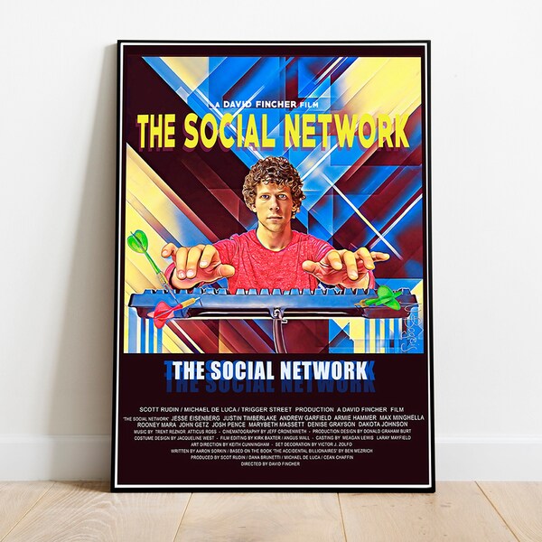 The Social Network / David Fincher / Vintage Retro Art Print / Wall Art Print / Minimalist Movie Poster / Custom Poster / Home Decor