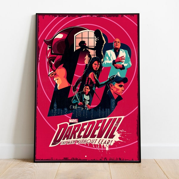 Daredevil / Daredevil Poster / Vintage Retro Art Print / Wall Art Print / Minimalist Movie / Marvel Print / Home Decor