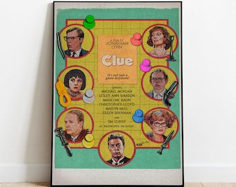 Clue / Clue Poster / Vintage Retro Art Print / Wall Art Print / Minimalist Movie Poster / Custom Poster / Home Decor