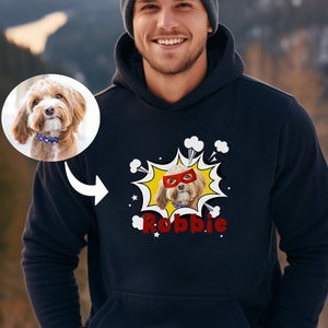 Custom Pet Comic Portrait Hoodie Gift Super Friend Pet Personalized Sweatshirt Dog and Cat T Shirt Comic Style Pet Portrait Personal Gift