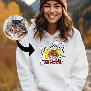 Custom Pet Comic Portrait Hoodie Gift Super Friend Pet Personalized Sweatshirt Dog and Cat T Shirt Comic Style Pet Portrait Personal Gift