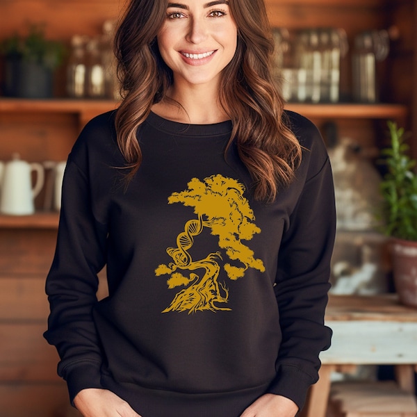 DNA Tree of Life Crewneck Sweatshirt, DNA Biology Science Nature Gift, Genetic Microbiology Laboratory Science Chromosome Shirt, Family Gift