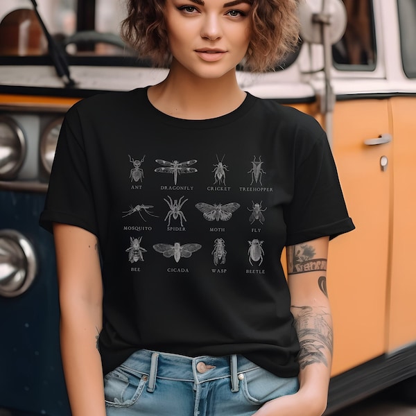 Insektenarten Unisex Jersey Kurzarm T-Shirt Entomologie Geschenk Natur Liebhaber Insekt T Shirt Bug Liebhaber