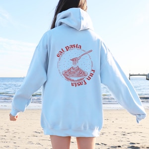 Eat Pasta Run Fasta Back and Front Printed Sweatshirt Hoodie Tee Funny Gift For Runners Workout Gift Foodie