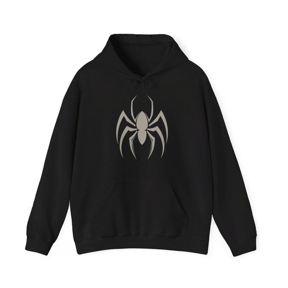 Retro Black Spider Hooded Sweatshirt Spider 90s Graphic Hoodie 