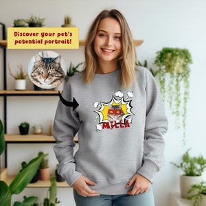 Custom Pet  Portrait Hoodie Gift Super Friend Pet Personalized Sweatshirt Dog and Cat T Shirt Comic Style Pet Portrait Personal Gift