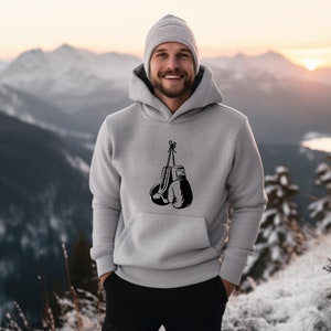 Boxing Gloves Hoodie, Workout Hooded Sweatshirt, Gift for Boxing Enthusiasts , Ssport Gym Boxer Trainer Personal Coach Boxing Gloves  Gift