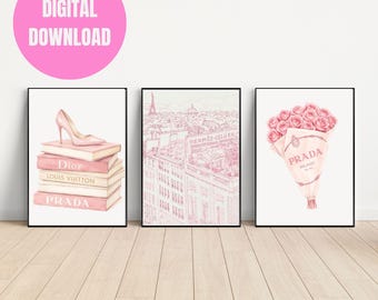 Pink Fashion Floral Poster | Luxury Coquette Wall Art (Digital Download)