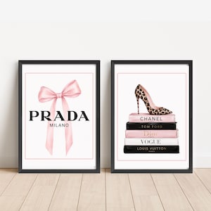 Conjunto de láminas decorativas Pink Bow & Fashion Books, Coquette Luxury Prints (descarga digital)