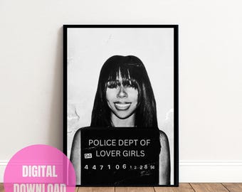 Mariah The Scientist Lover Girls Mugshot Poster, Vintage Black White Print (Digital Download)