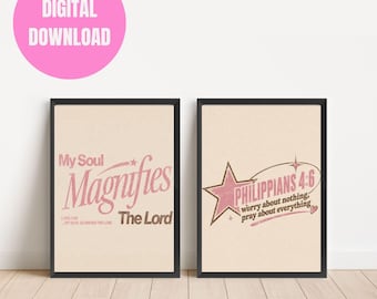 Pink Christian Poster | Vintage Faith Decor | Christian Dorm Room Art | Digital Download