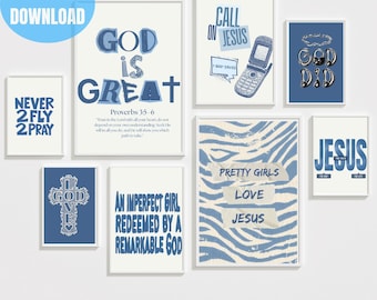 Christian Wall Art Bundle | Bible Verse Posters, Inspirational Typography (Digital Download)