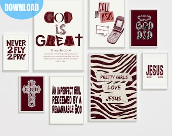 Christian Wall Art Bundle | Bible Verse Posters, Typography Prints (Digital Download)