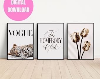 Leopard Tulips Wall Art Print | Neutral Floral Decor | Coquette Fashion Poster (Digital Download)
