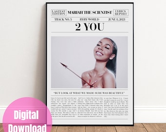 Mariah The Scientist | Newspaper Style Music Print | Modern Wall Art | Digital Download | Printable Home Decor