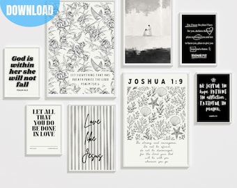 Christlicher Wandkunst-Set, Bibel-Vers-Drucke, Schrift-Dekor (digitaler Download)