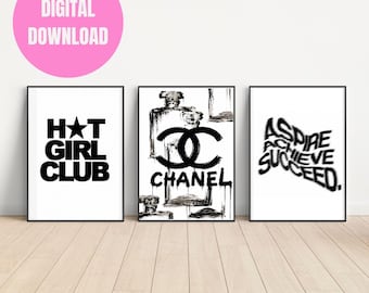 Hot Girl Club Perfume Art Print | Dream Bigger Typography (Digital Download)