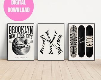 New York Zebra Print Set | Brooklyn Basketball, Skate Deck Art (Digital Download)