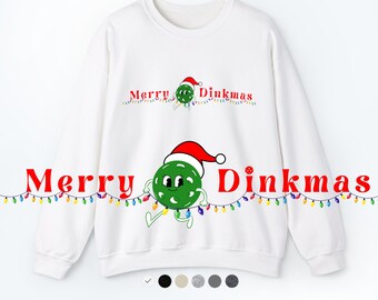 Fröhlich Dinkmas Rundhalsausschnitt | Pickleball Sweatshirt | Weihnachtspickelball | Urlaub Pullover | Weihnachtsgeschenk für Pickleball-Liebhaber | Pickleballer
