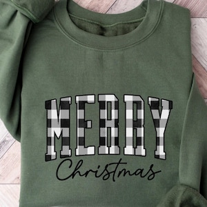 Buffalo Plaid Merry Christmas Sweatshirt,Buffalo Plaid Christmas Shirt,Christmas Pajamas,Christmas Gifts,Retro Christmas,Christmas Clothing