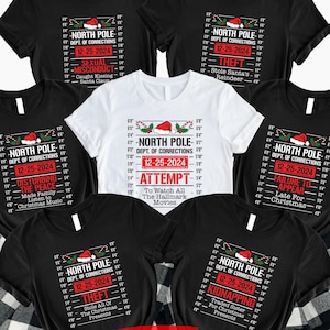 Christmas North Pole Correctional Shirt,Christmas Family Tee,Matching Christmas Pjs,Christmas Eve Gift,Holiday 2024 Gift,Xmas Long Sleeve